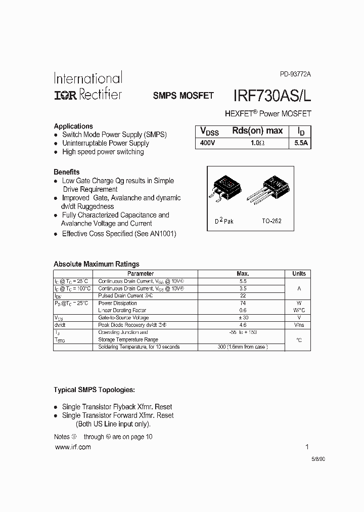 IRF730AL_340167.PDF Datasheet