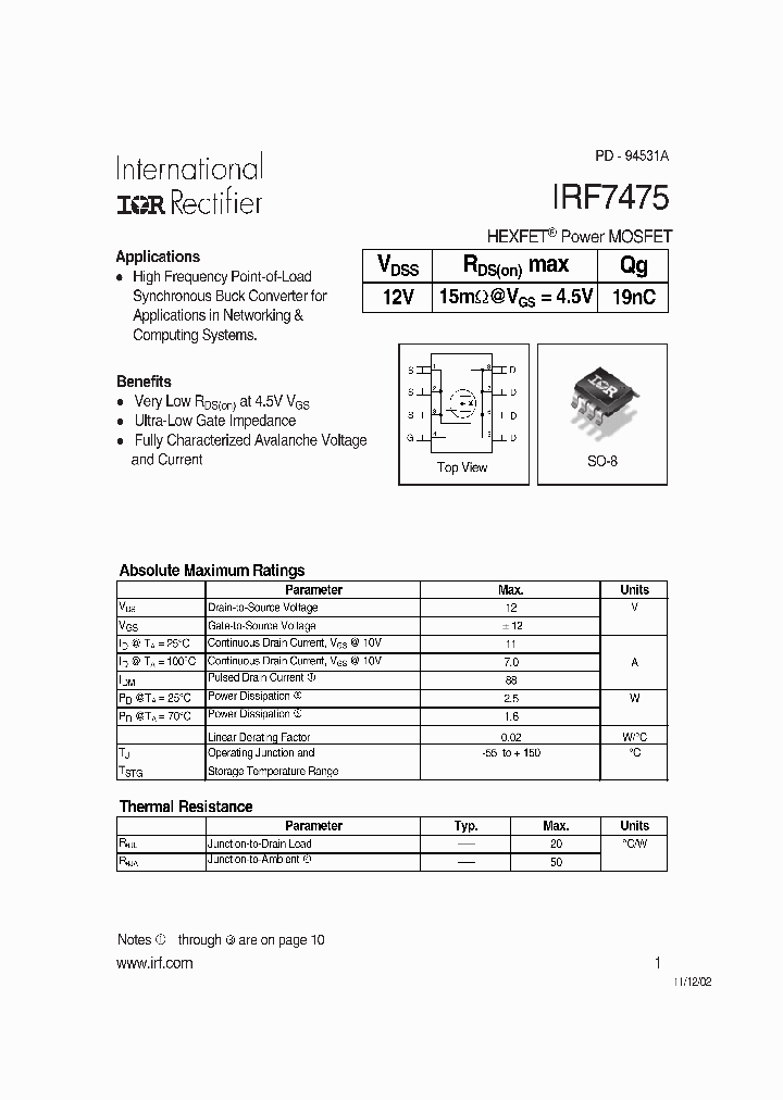 IRF7475_345540.PDF Datasheet