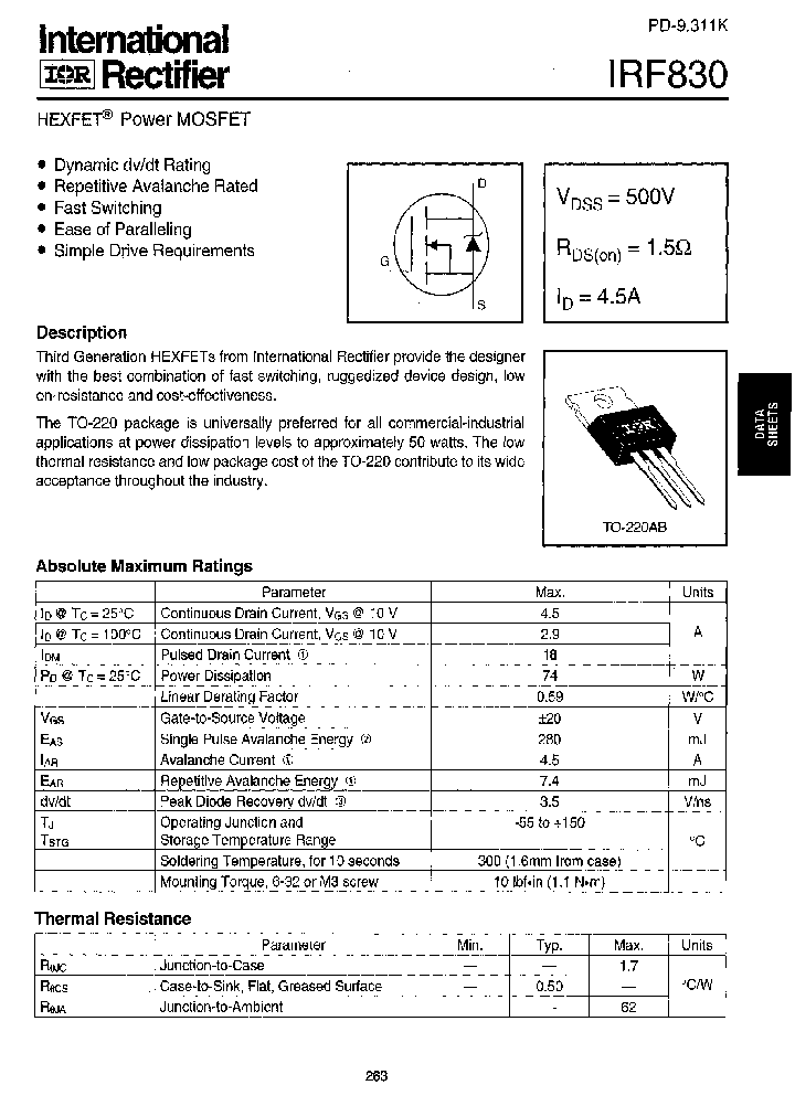 IRF830_326656.PDF Datasheet