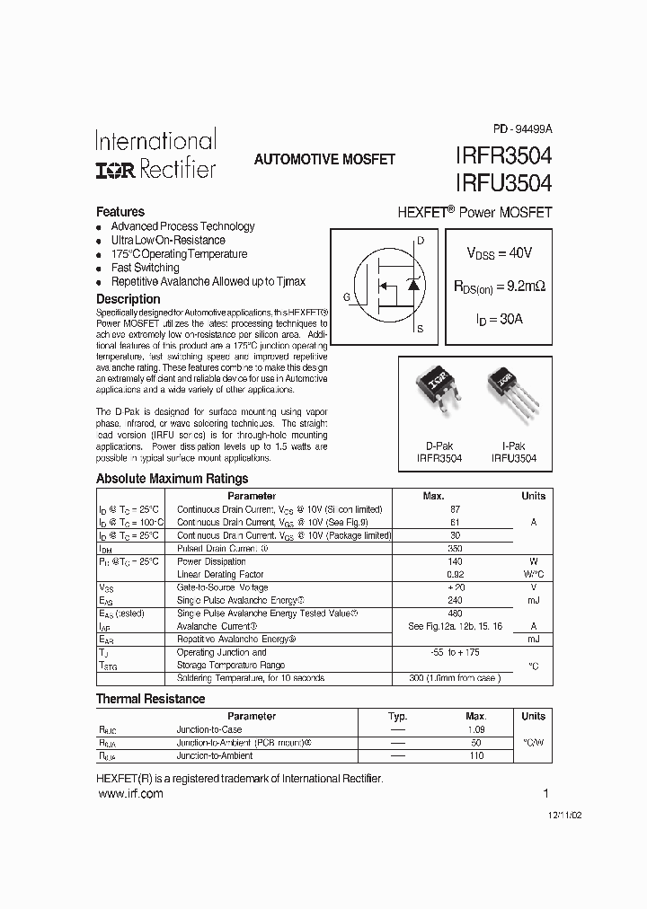 IRFU3504_352249.PDF Datasheet