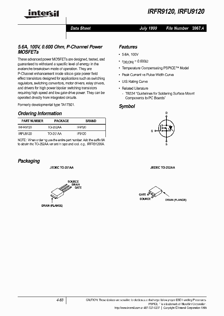 IRFR9120_141964.PDF Datasheet