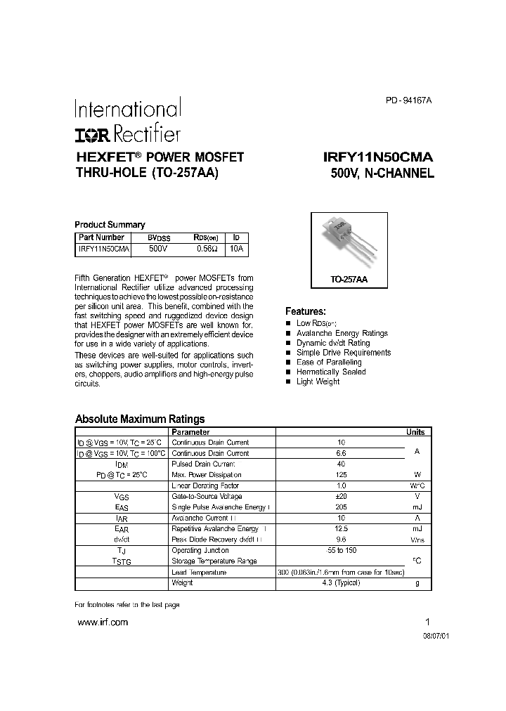 IRFY11N50CMA_306629.PDF Datasheet