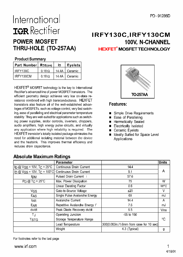 IRFY130C_322888.PDF Datasheet