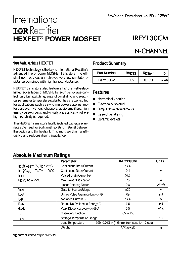 IRFY130CM_322887.PDF Datasheet