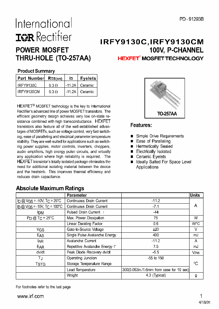 IRFY9130C_322886.PDF Datasheet