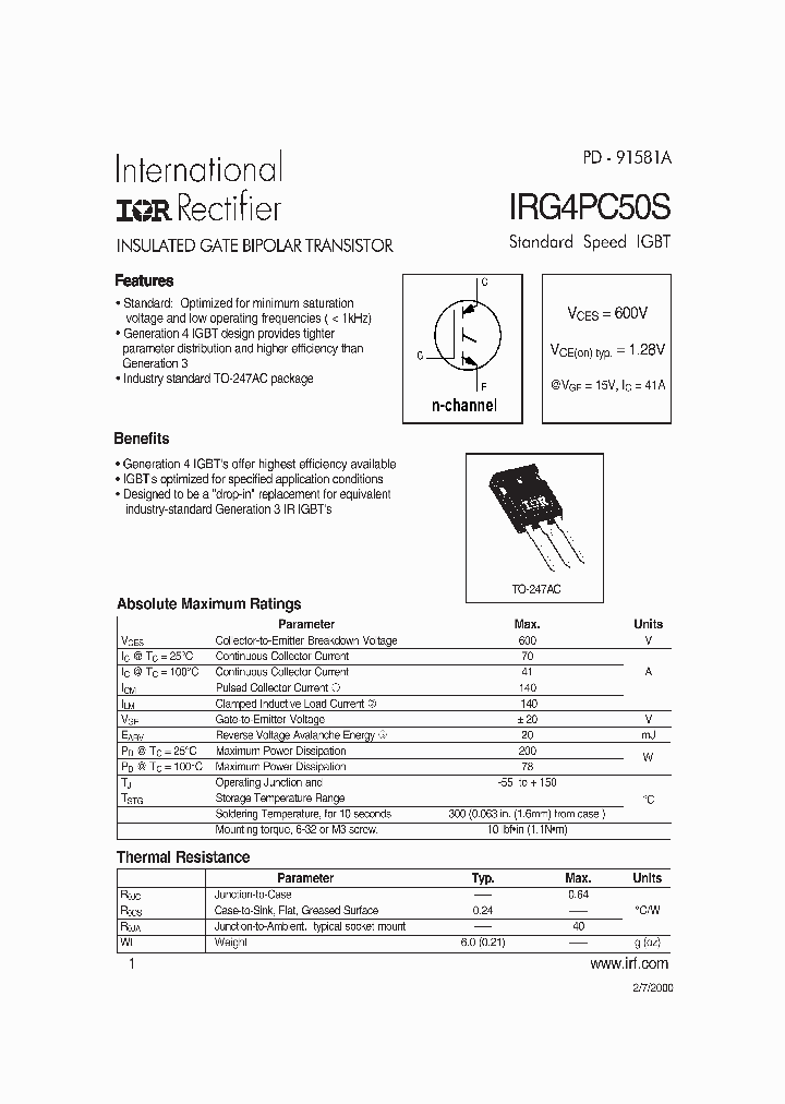 IRG4PC50S_314417.PDF Datasheet