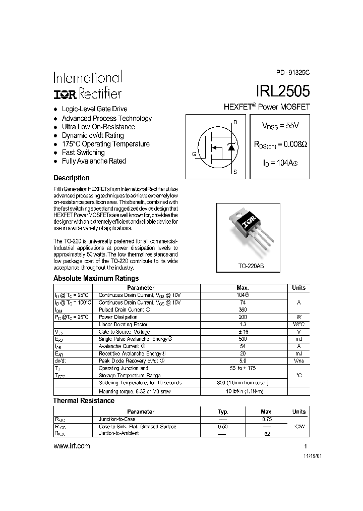IRL2505_196660.PDF Datasheet