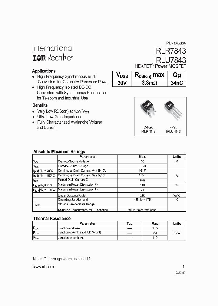 IRLR7843_371162.PDF Datasheet