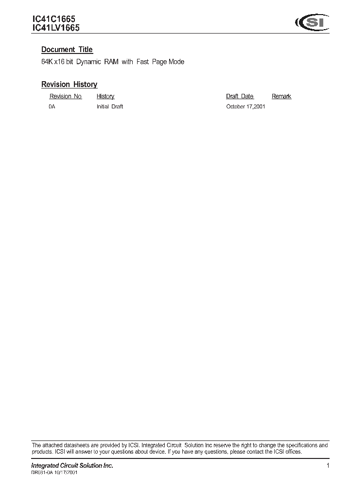 IC41C1665_276888.PDF Datasheet