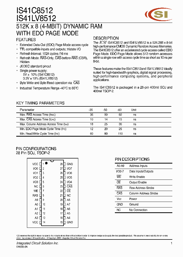 IS41LV8512_343567.PDF Datasheet