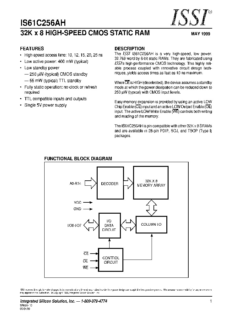 IS61C256AH-15NI_186940.PDF Datasheet