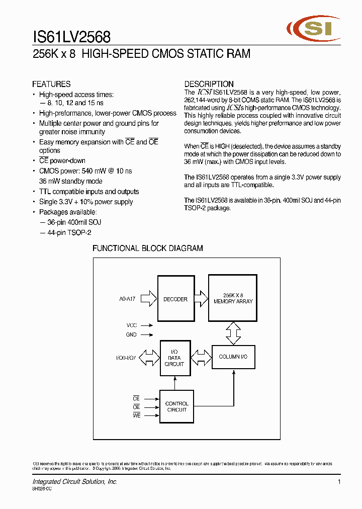 IS61LV2568_200538.PDF Datasheet