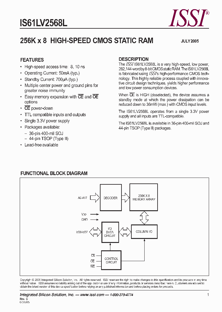 IS61LV2568L_371329.PDF Datasheet