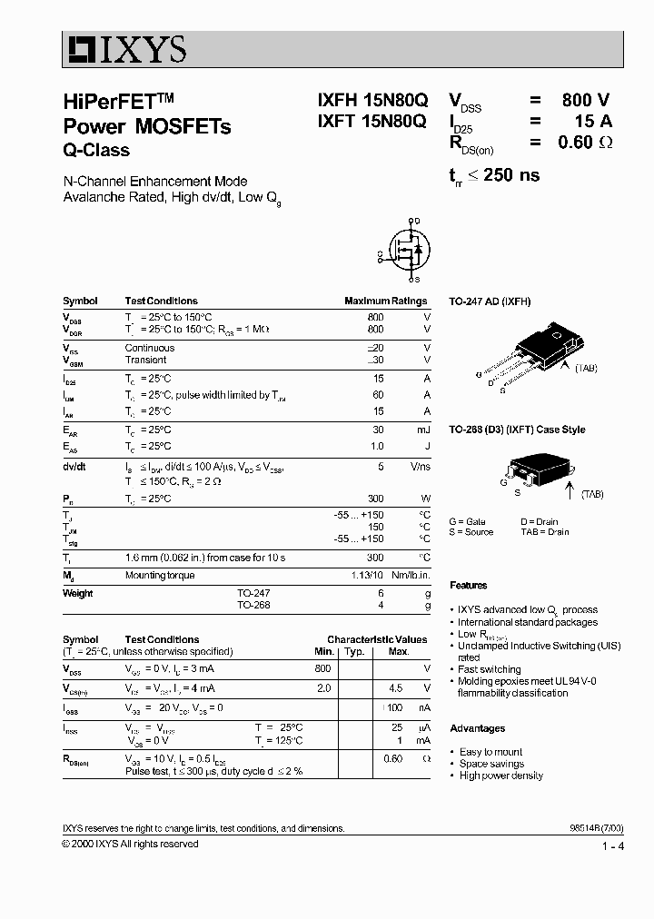 IXFH15N80Q_326108.PDF Datasheet