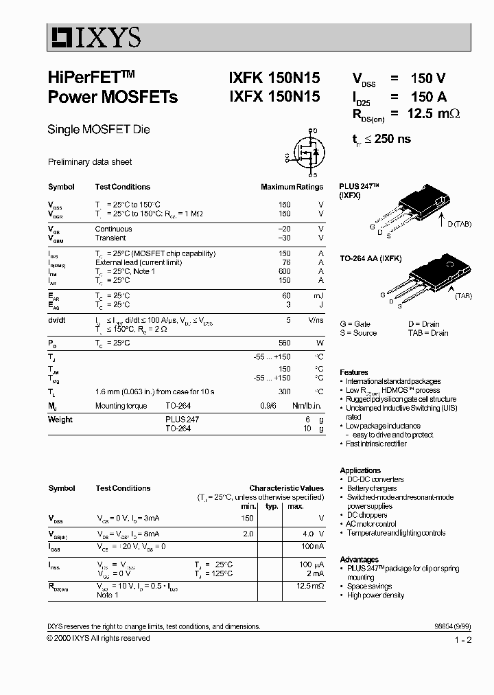 IXFK150N15_324280.PDF Datasheet