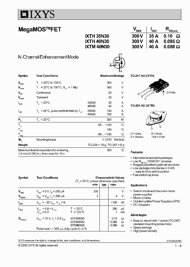 IXTH40N30NBSP_339011.PDF Datasheet