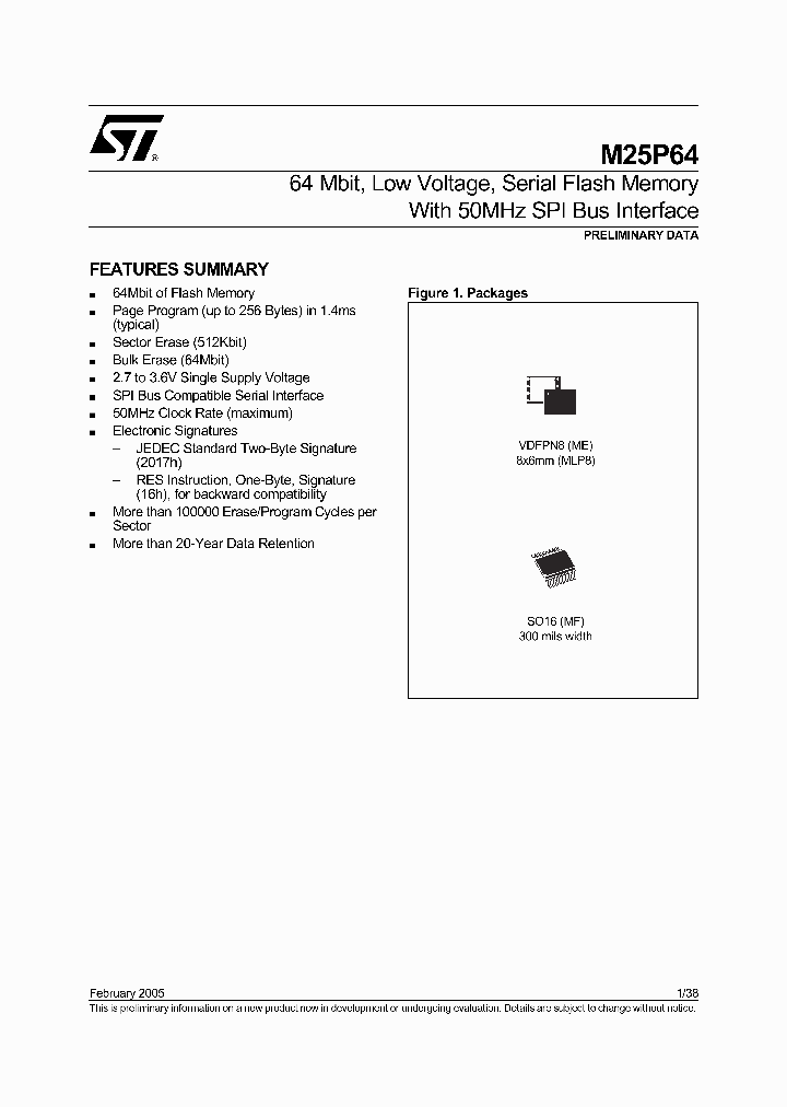 M25P64-VMF6TP_326964.PDF Datasheet