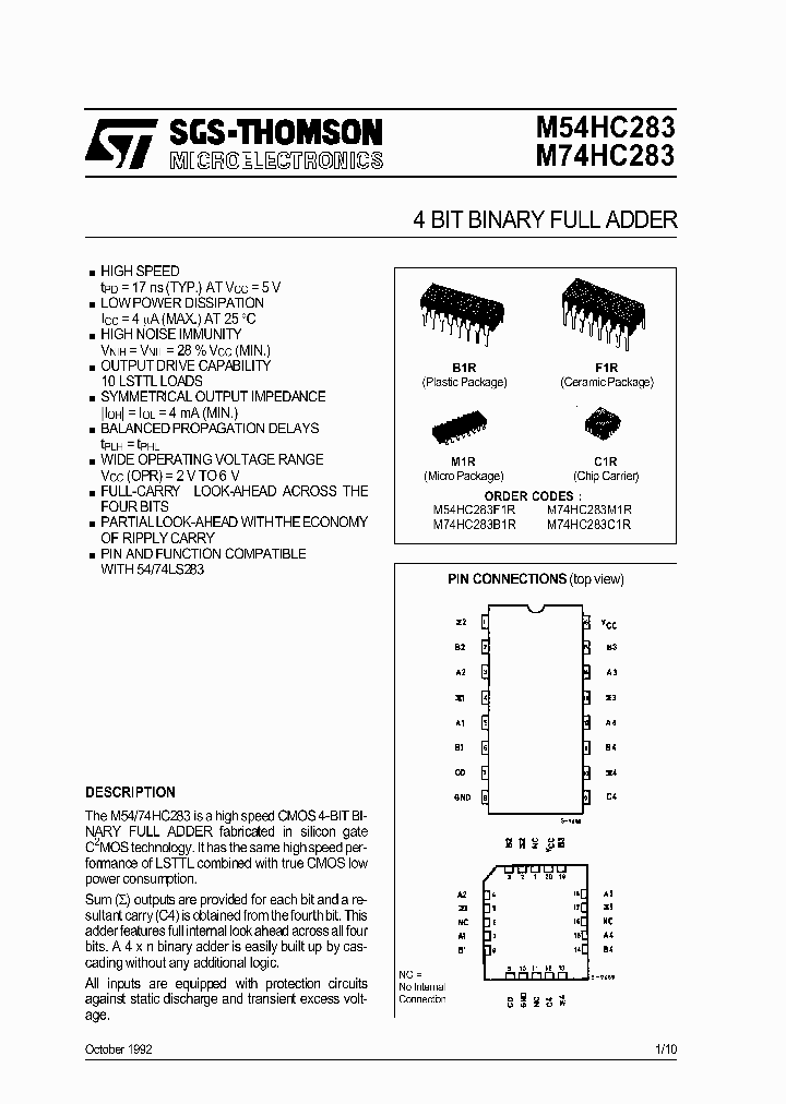 M54HC283_115685.PDF Datasheet