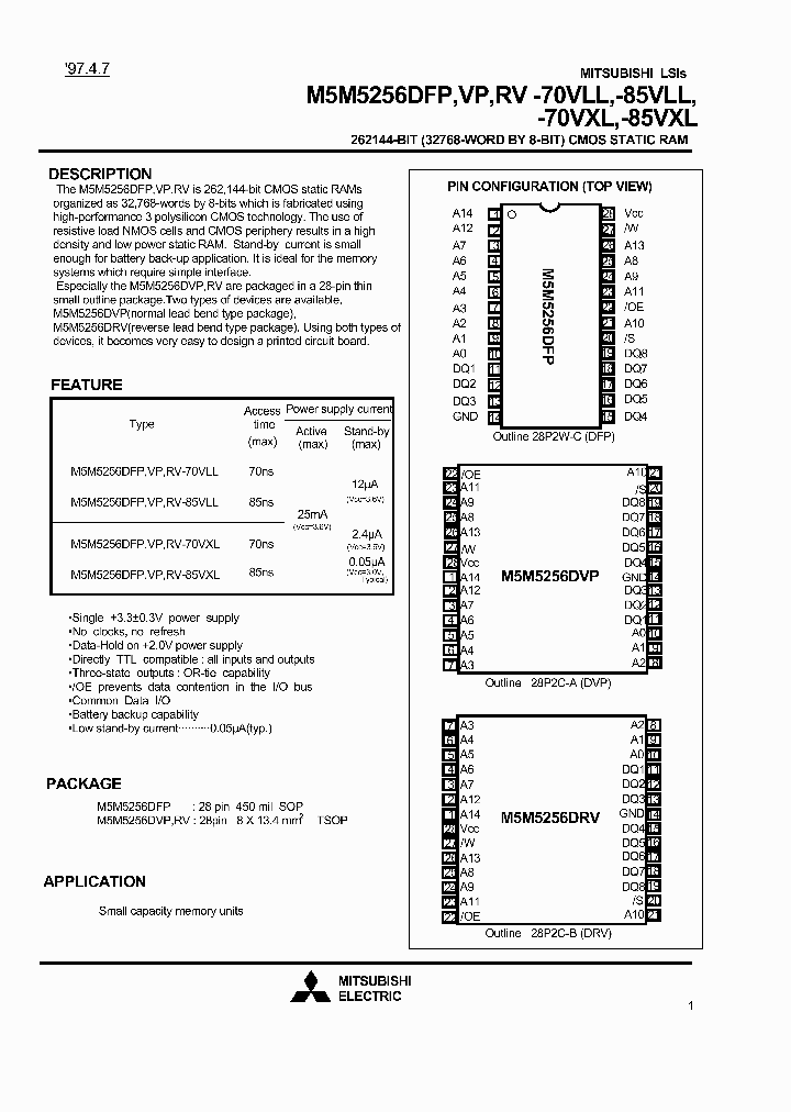 M5M5256DFP-70VLL_87465.PDF Datasheet