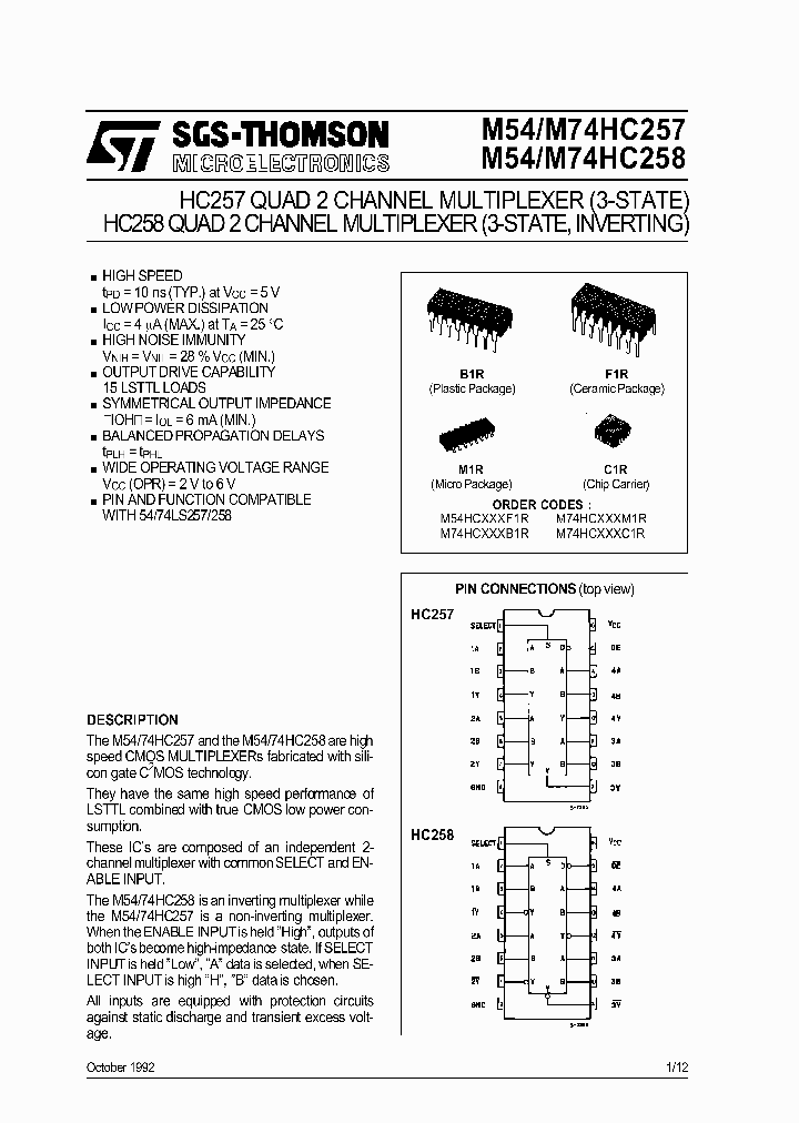 M74HC257_95618.PDF Datasheet