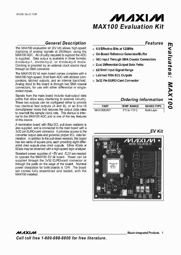 MAX100EVKIT_357718.PDF Datasheet