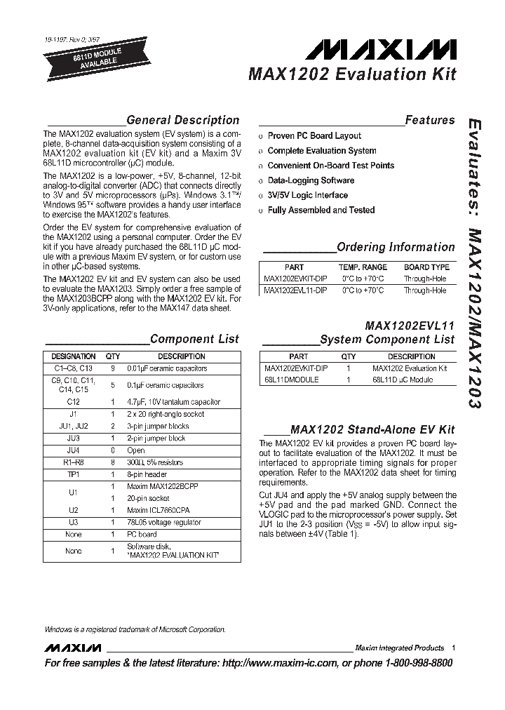 MAX1202EVSYS_329514.PDF Datasheet