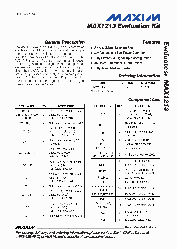 MAX1213EVKIT_307032.PDF Datasheet