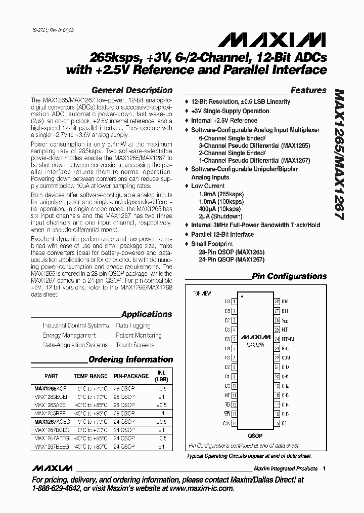 MAX1267_319407.PDF Datasheet