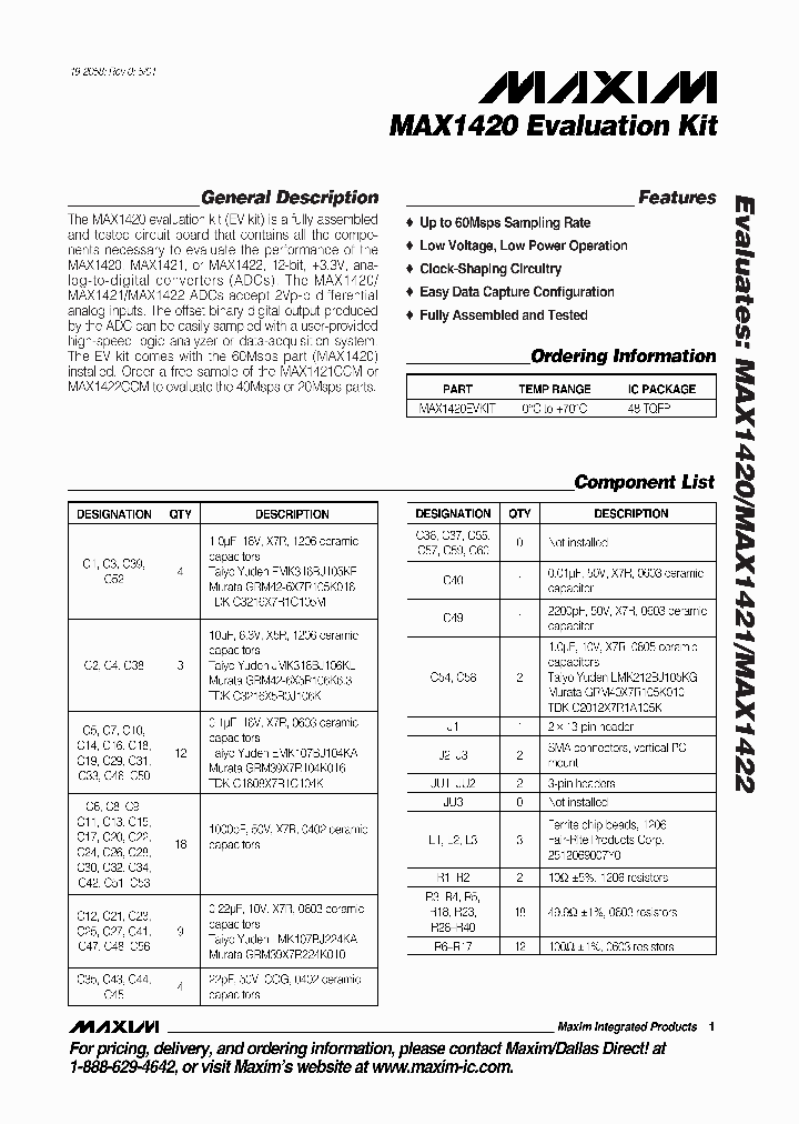 MAX1420EVKIT_347446.PDF Datasheet