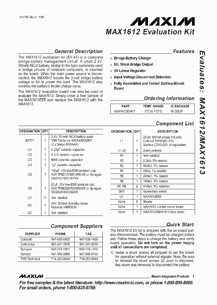 MAX1612EVKIT_332666.PDF Datasheet