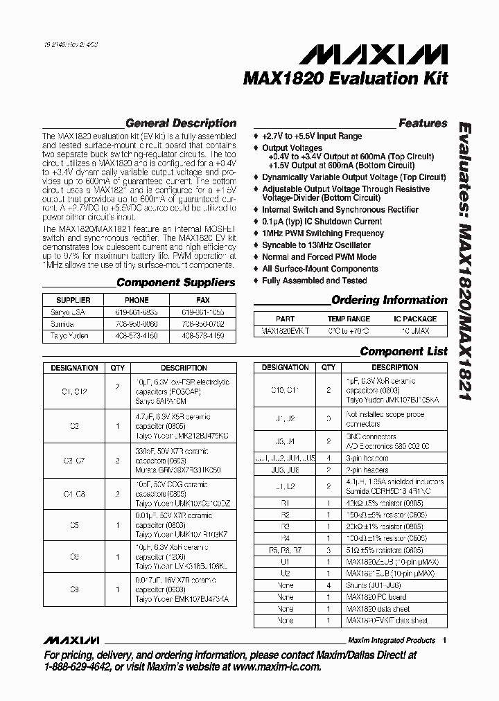 MAX1820EVKIT_327676.PDF Datasheet
