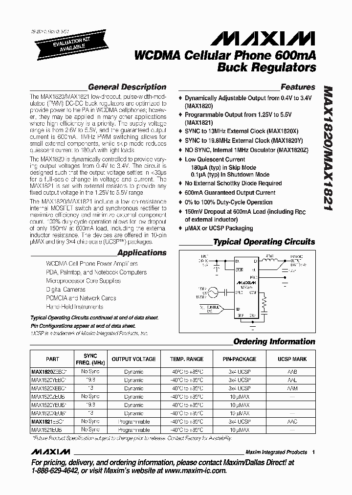 MAX1820XEBC_327687.PDF Datasheet