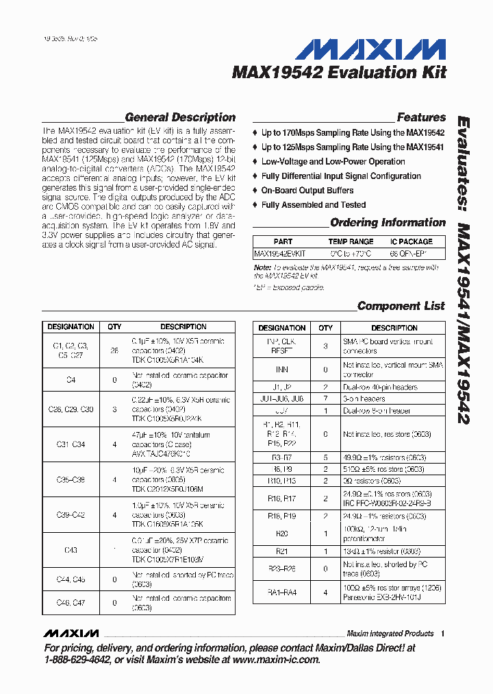 MAX19542EVKIT_323727.PDF Datasheet
