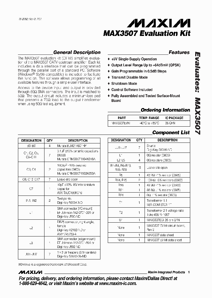 MAX3507EVKIT_373973.PDF Datasheet