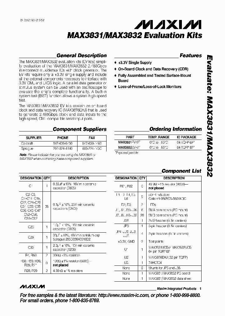MAX3831EVKIT_362205.PDF Datasheet