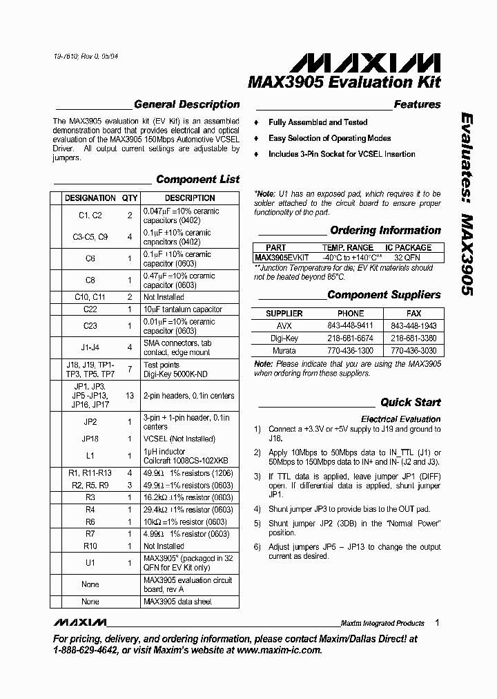 MAX3905EVKIT_323852.PDF Datasheet