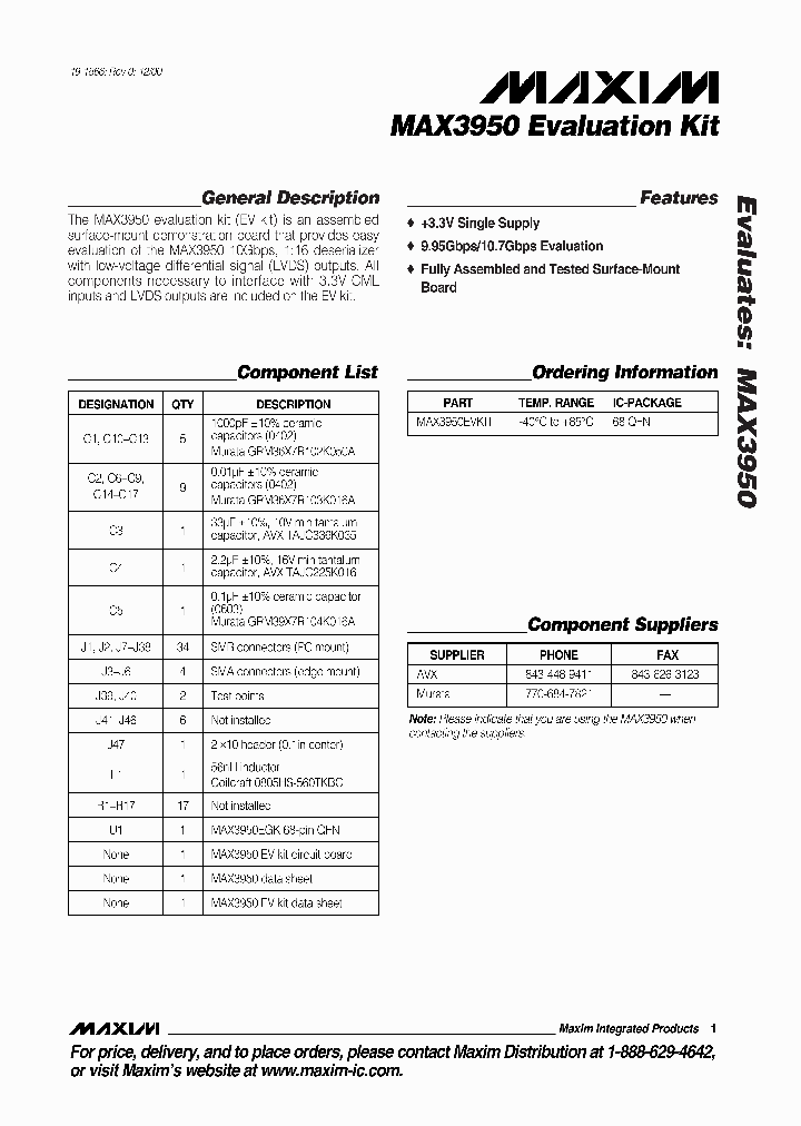 MAX3950EVKIT_386093.PDF Datasheet