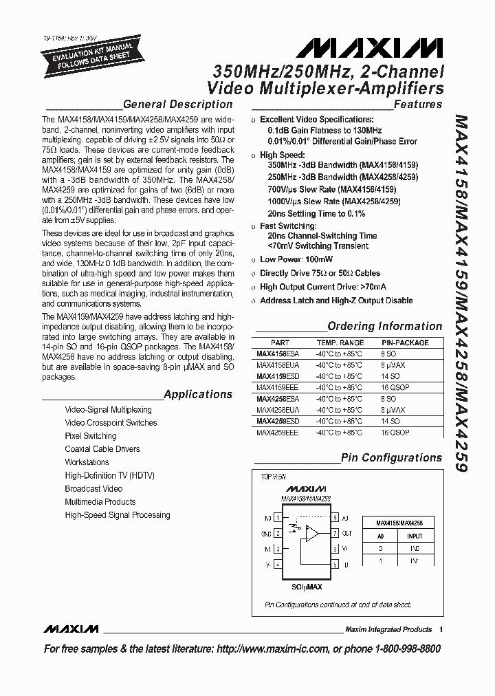 MAX4258ESA_47318.PDF Datasheet