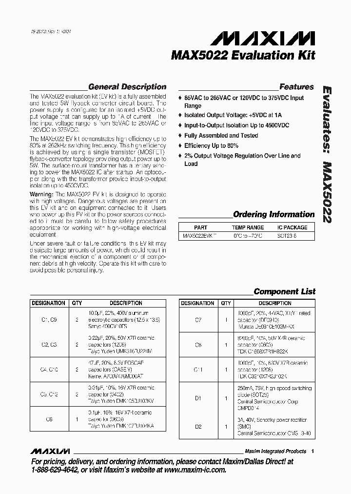 MAX5022EVKIT_306580.PDF Datasheet