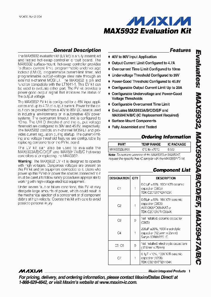 MAX5932EVKIT_377525.PDF Datasheet