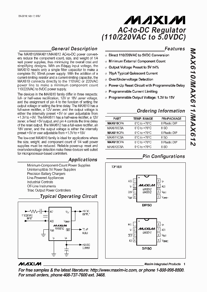 MAX611_180071.PDF Datasheet