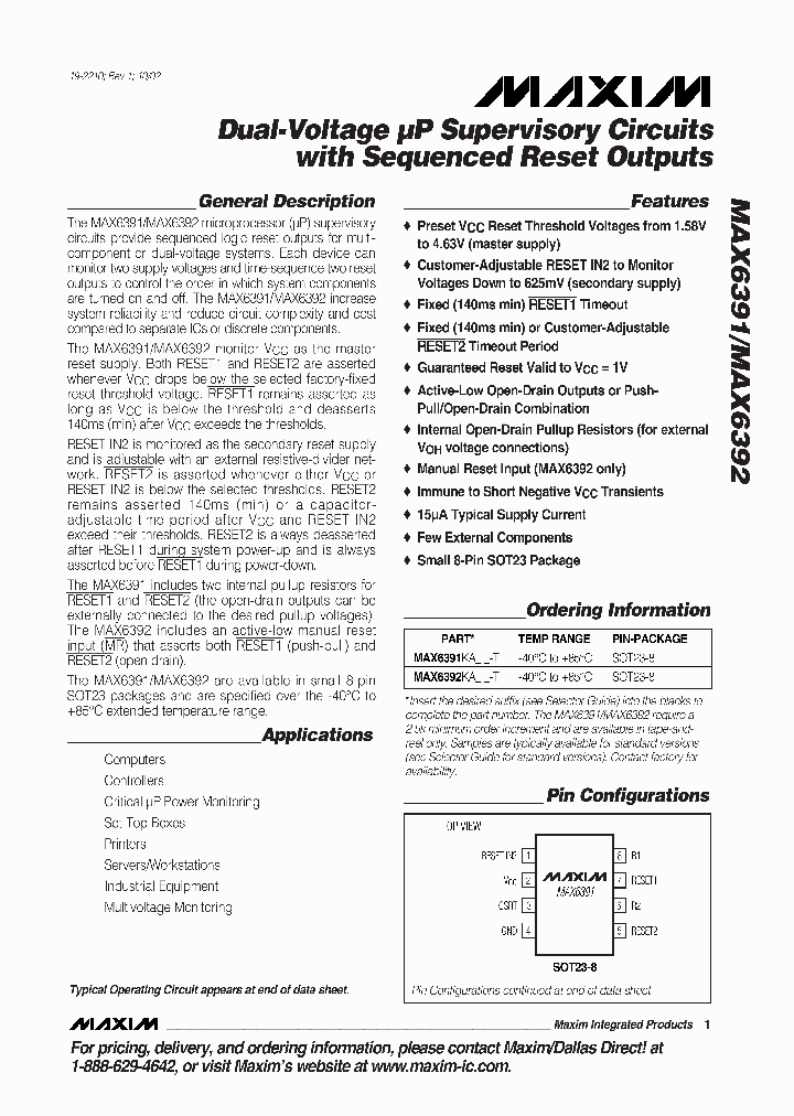 MAX6392_324974.PDF Datasheet