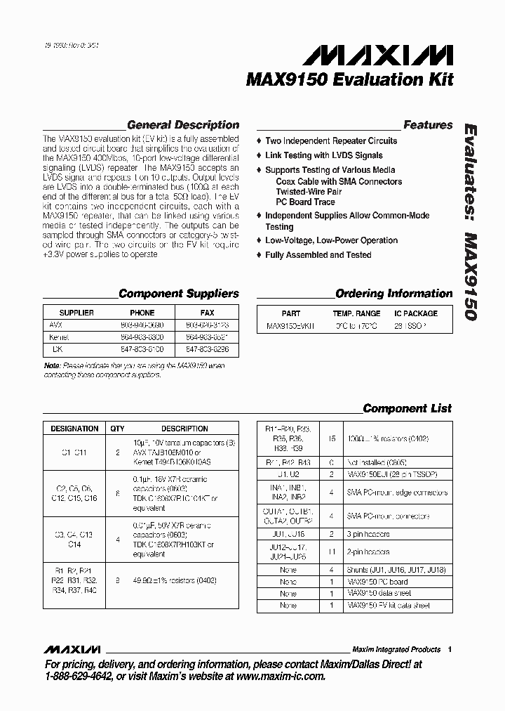MAX9150EVKIT_340844.PDF Datasheet
