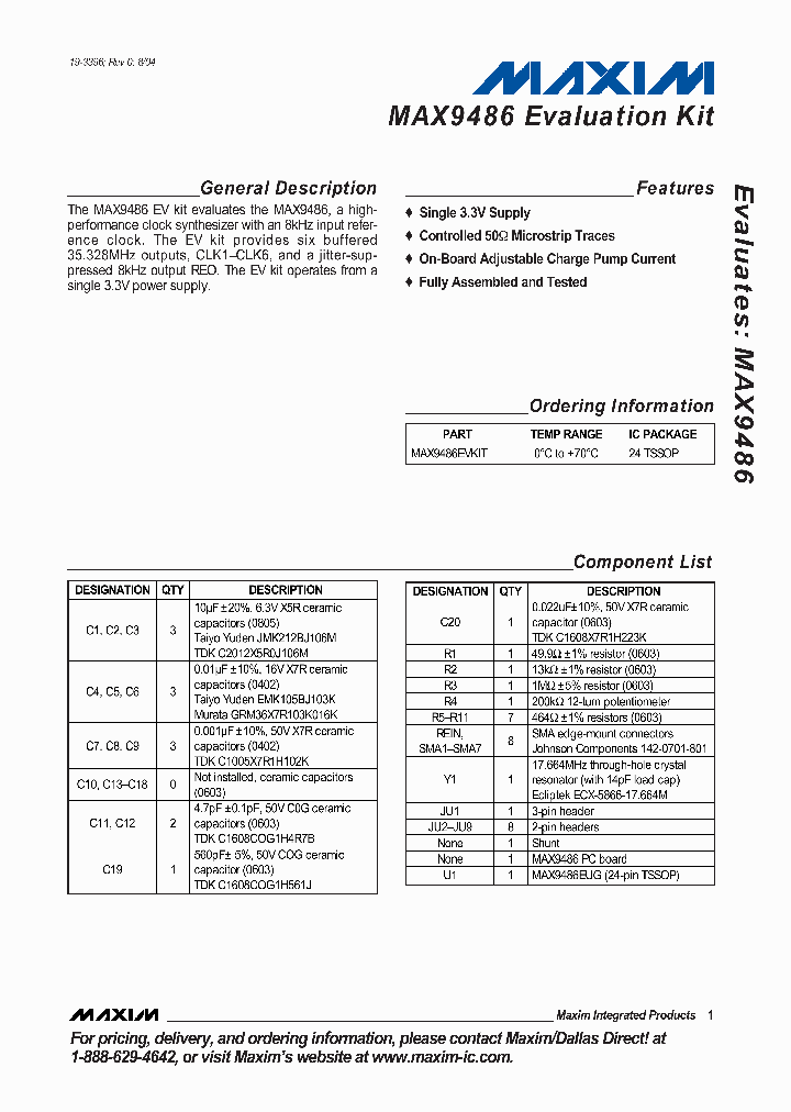 MAX9486EVKIT_377517.PDF Datasheet