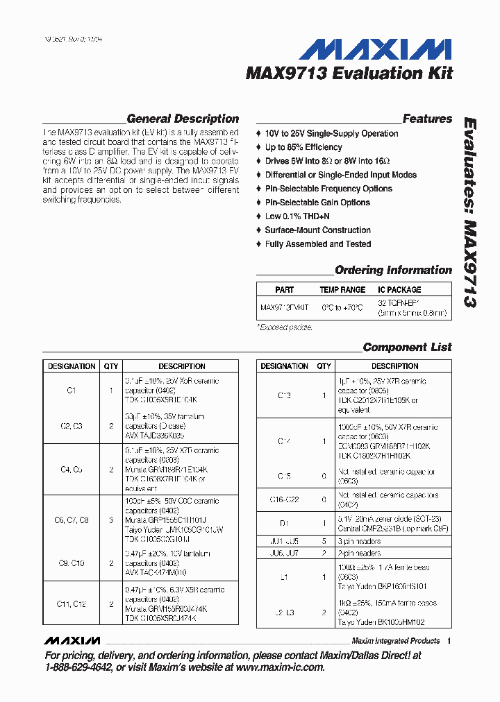 MAX9713EVKIT_306513.PDF Datasheet