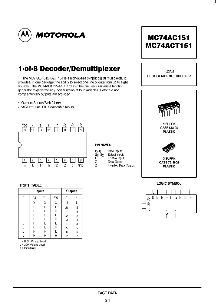 MC74AC151_95482.PDF Datasheet