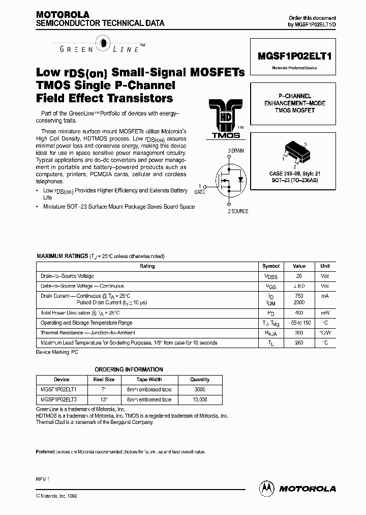 MGSF1P02ELT1D_188943.PDF Datasheet