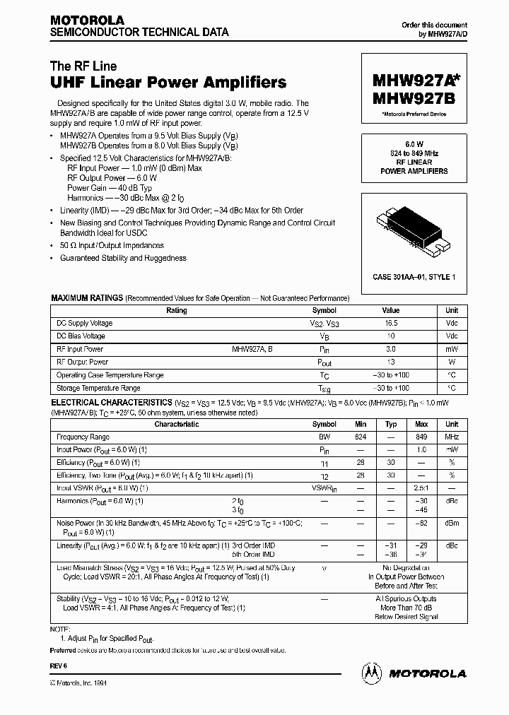 MHW927B_317789.PDF Datasheet
