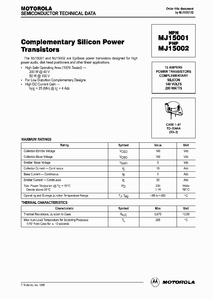 MJ15001_99478.PDF Datasheet