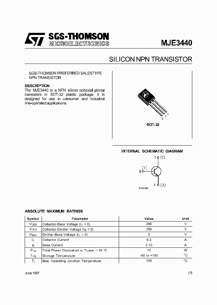 MJE3440_316587.PDF Datasheet